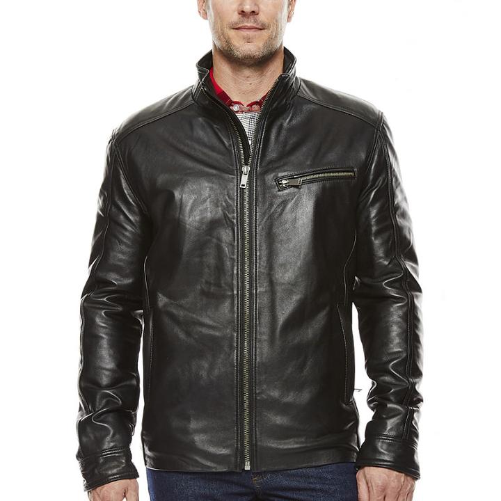 Vintage Leather Straight-bottom Lambskin Leather Jacket
