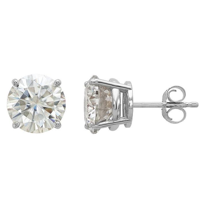 3 1/2 Ct. T.w White Moissanite 14k White Gold 8mm Round Stud Earrings