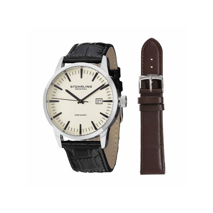 Stuhrling Mens Black Strap Watch-sp14357