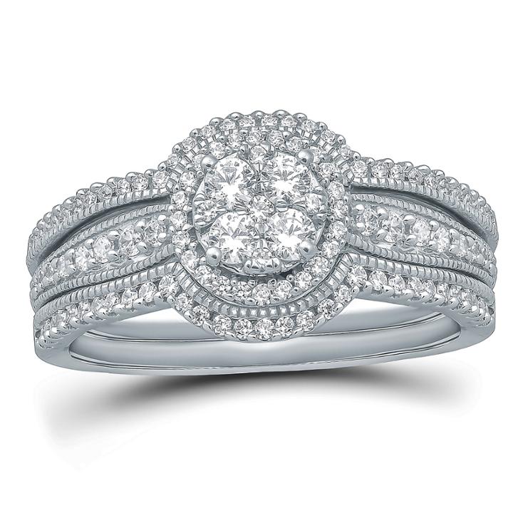 Womens 3/4 Ct. T.w. Genuine White Diamond 10k Gold Bridal Set