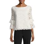 Liz Claiborne Scalloped Lace Top- Talls