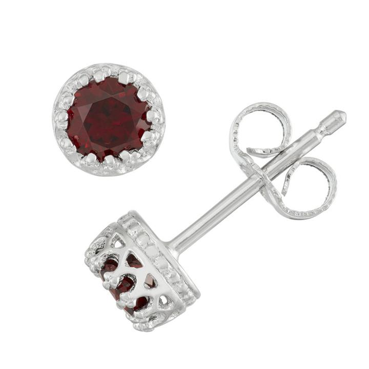 Genuine Red Garnet 5.2mm Stud Earrings
