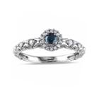 1/4 Ct. T.w. White And Color-enhanced Blue Diamond Sterling Silver Promise Ring