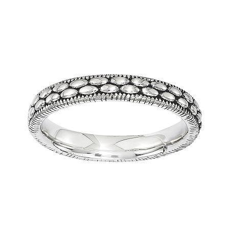 Personally Stackable Antiqued Sterling Silver Patterned Ring
