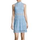 Trixxi Sleeveless High-neck Lace Fit-and-flare Dress