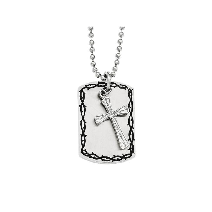Mens Stainless Steel Antiqued 2 Piece Pendant