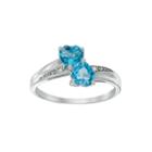 Genuine Blue Topaz And Diamond-accent Sterling Silver Double-heart Ring
