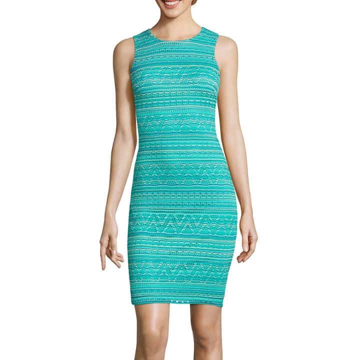 Bisou Bisou Sleeveless Stripe Lace Bodycon Dress