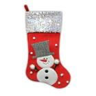20.5 Red And White Snowman Embellished And Embroidered Christmas Stocking With Sequined Cuff
