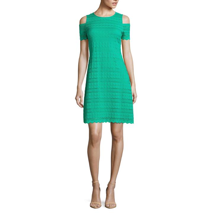 Ronni Nicole Short Sleeve Lace A-line Dress-petites