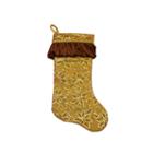 19 Gold Sequined Floral Christmas Stocking With Venetian-style Ruffle Cuff