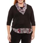 Byer California 3/4 Sleeve Round Neck Knit Blouse - Plus