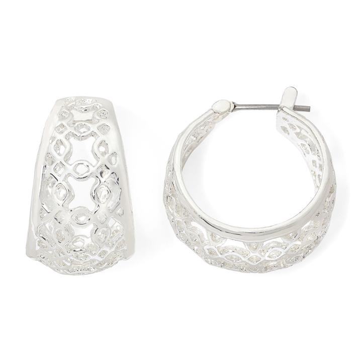 Liz Claiborne Silver-tone Openwork Hoop Earrings