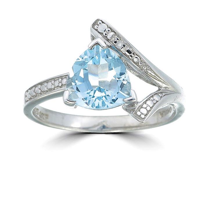 Womens Diamond Accent Blue Topaz Blue Sterling Silver Cocktail Ring