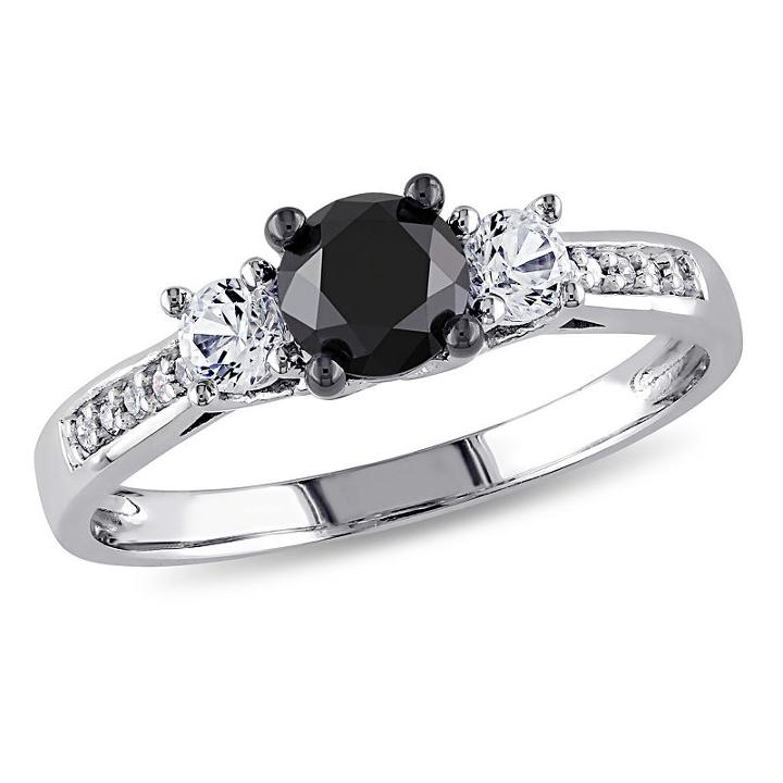 Love Lives Forever Womens 1 1/10 Ct. T.w. Diamond Black 3-stone Ring