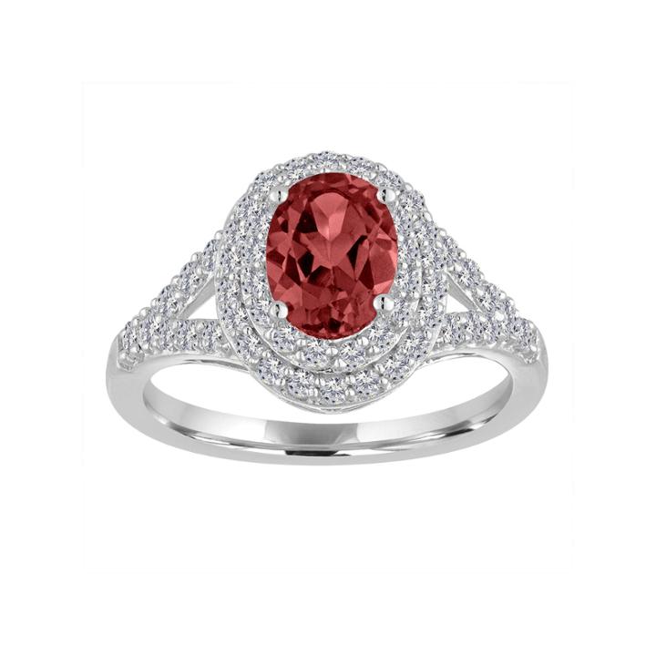 Womens Red Garnet Sterling Silver Cocktail Ring