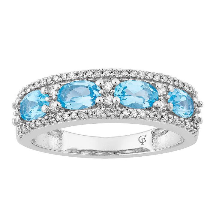 Womens 1/7 Ct. T.w. Genuine Blue Topaz Blue 10k White Gold Cocktail Ring