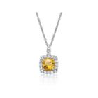 Womens Genuine Citrine & Lab-created White Sapphire Sterling Silver Pendant Necklace