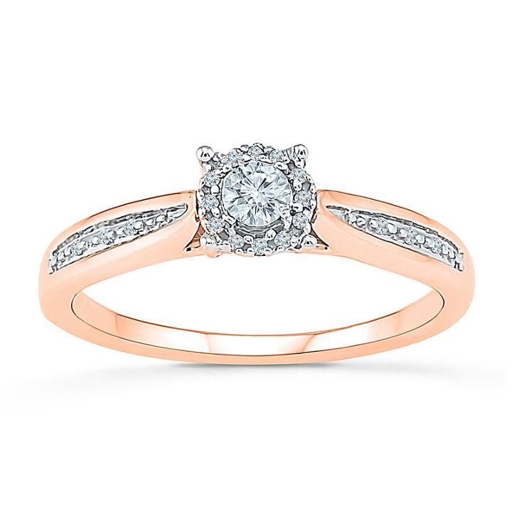 Promise My Love Womens Diamond Accent Round White Diamond 10k Gold Promise Ring