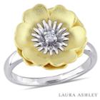 Laura Ashley Womens Diamond Accent Genuine White Diamond Sterling Silver Cocktail Ring