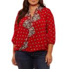 Liz Claiborne 3/4 Sleeve V Neck Chiffon Blouse-plus
