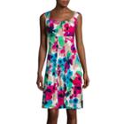 London Style Collection Sleeveless Floral-print Fit-and-flare Dress