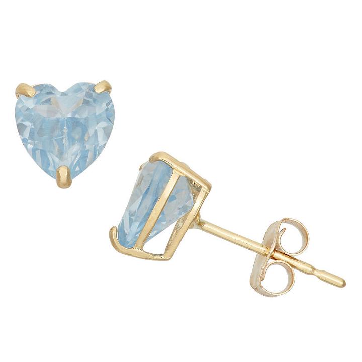 Lab Created Blue Aquamarine 10k Gold 6.1mm Stud Earrings