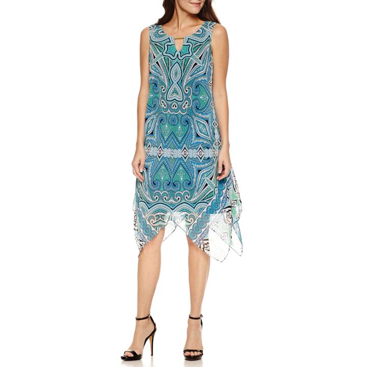 Msk Sleeveless Hanky Hem Dress