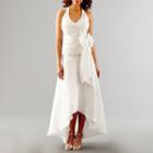 Blu Sage Sleeveless Embroidered Halter Wedding Gown