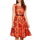 Danny & Nicole Sleeveless Floral Belted Fit-and-flare Dress