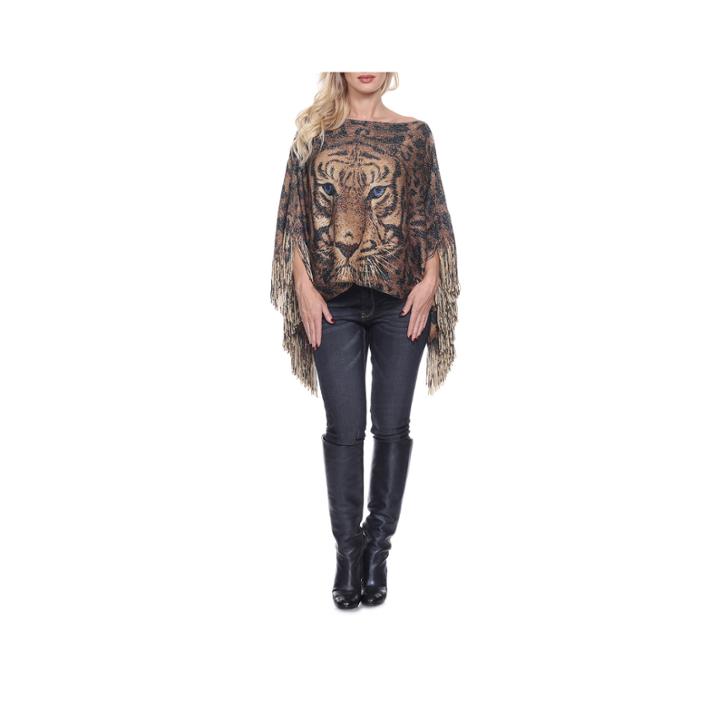 White Mark Tiger Poncho