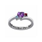 Personalized Sterling Silver My Precious Daughter Birthstone 3-stone Ring