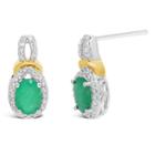 1/5 Ct. T.w. Genuine Green Emerald 13mm Oval Stud Earrings