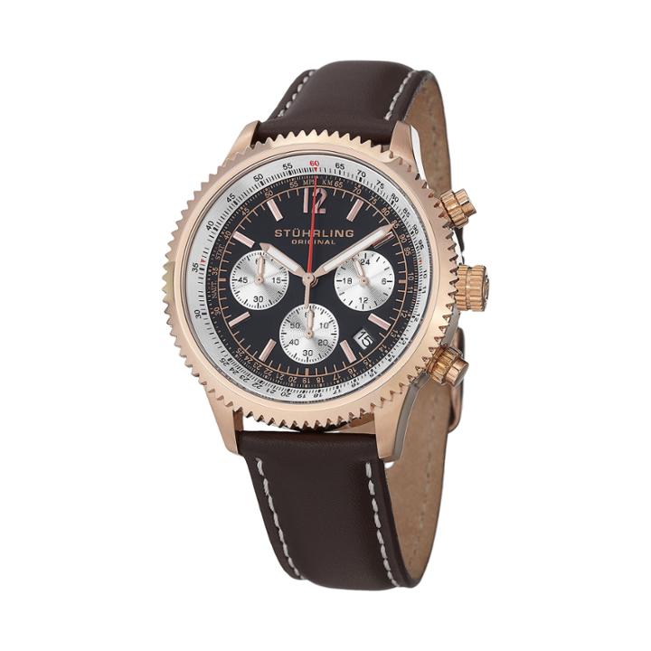 Stuhrling Mens Brown Strap Watch-sp14900