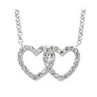 Diamond Glamour&trade; Diamond- And Crystal-accent Sterling Silver Openwork Double-heart Necklace