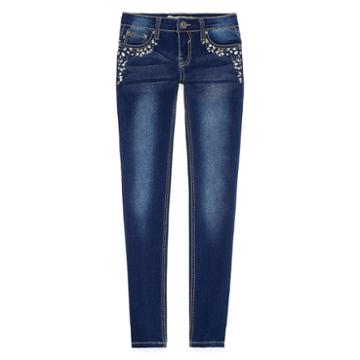 V Gold Embellished 5-pocket Skinny Jean