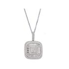 Womens White Cubic Zirconia Sterling Silver Pendant Necklace