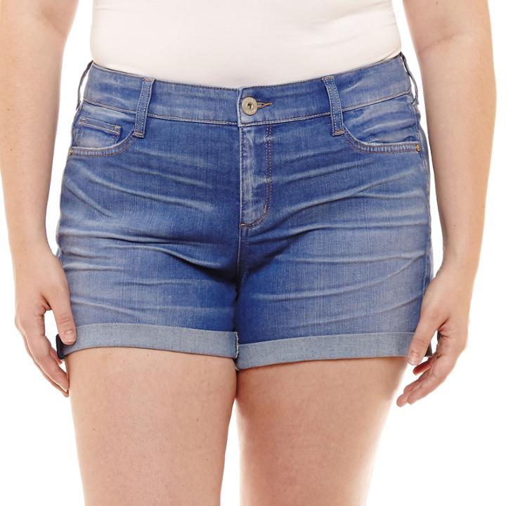 Arizona 2 1/2 Roll Cuff Denim Shorts-juniors Plus