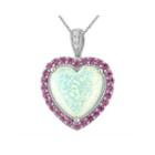Lab-created Opal With Pink And White Sapphire Pendant Necklace