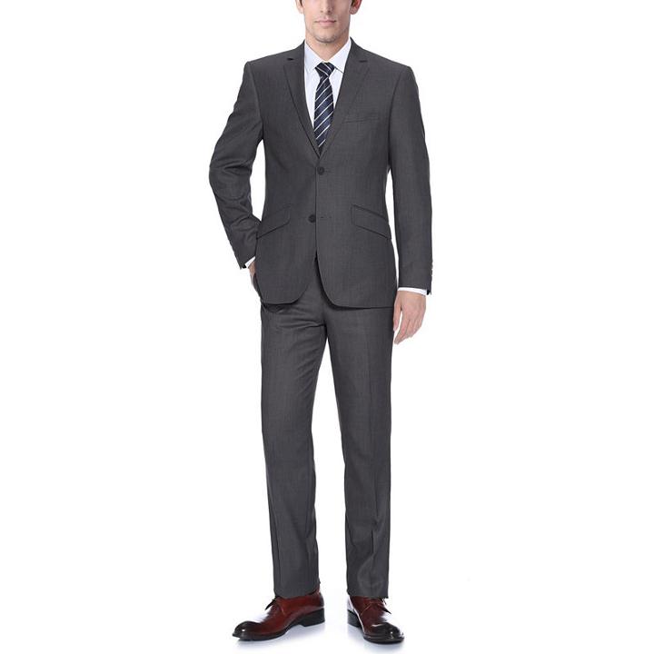 Verno Men's Dark Grey Slim Fit Italian Styled Two Piece Suit