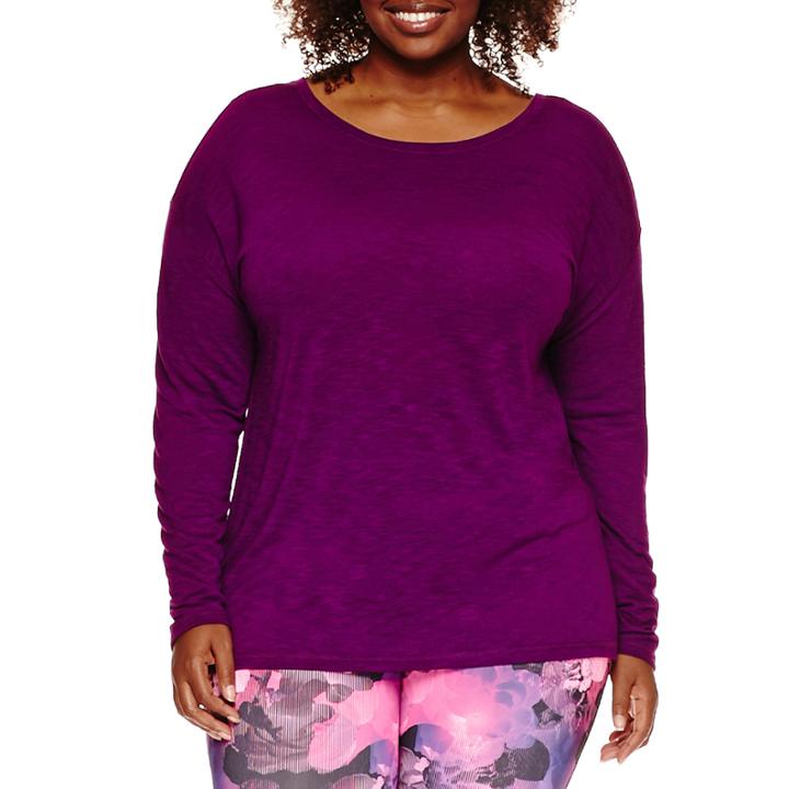 Xersion&trade; Studio Long-sleeve Criss Cross Back Tee - Plus