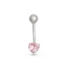 10k White Gold Pink Cubic Zirconia Belly Ring