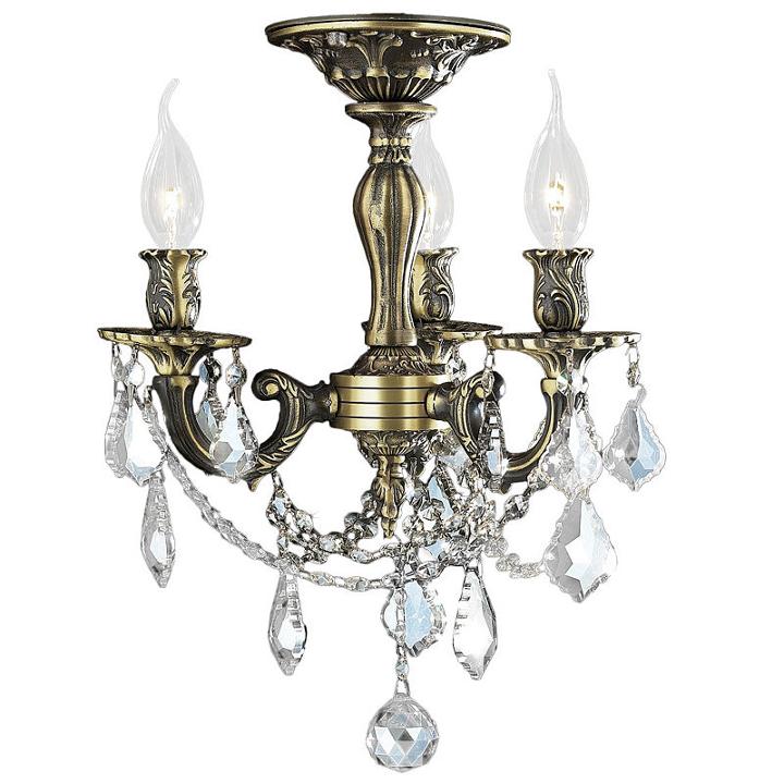 Windsor Collection 3 Light French Pendalogue Clearcrystal Semi Flush Mount Ceiling Light