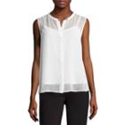 Liz Claiborne Sleeveless Button-front Back Peplum Top