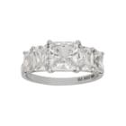 Diamonart Womens 3 3/4 Ct. T.w. Lab Created Princess White Cubic Zirconia 10k Gold Engagement Ring