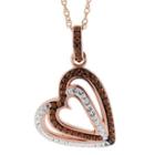 Rose 'n Chocolate Heart Crystal Pendant Necklace