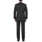 Verno Men's Black 100 Wool Slim Fit Double Vent Two Piece Suit