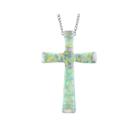 Silver Treasures&trade; Lab-created Opal Sterling Silver Cross Pendant Necklace