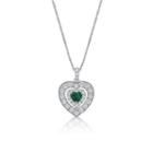 Womens Lab Created Green Emerald Heart Pendant Necklace