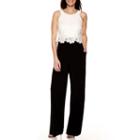 Signature By Sangria Sleeveless Lace-bodice Jumpsuit - Petite